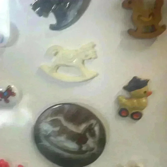 Vintage rocking horse nursery framed buttons . - Picture 2 of 5